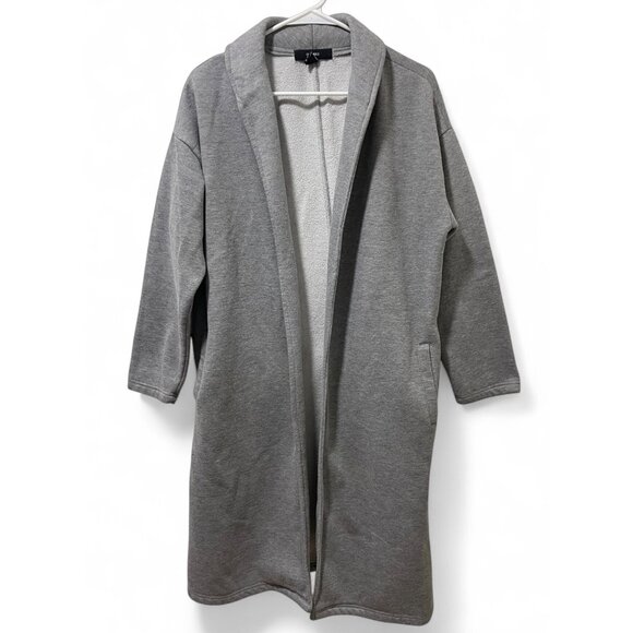 Open Front Gray Fleece Lined Cardigan Duster Coat For Women By Forever 21, S - Picture 1 of 10